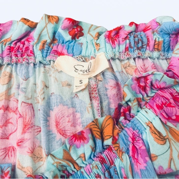 Easel Boho Style Floral Print Oversized Balloon Sleeve Midi Dress Size Small - Picture 6 of 11